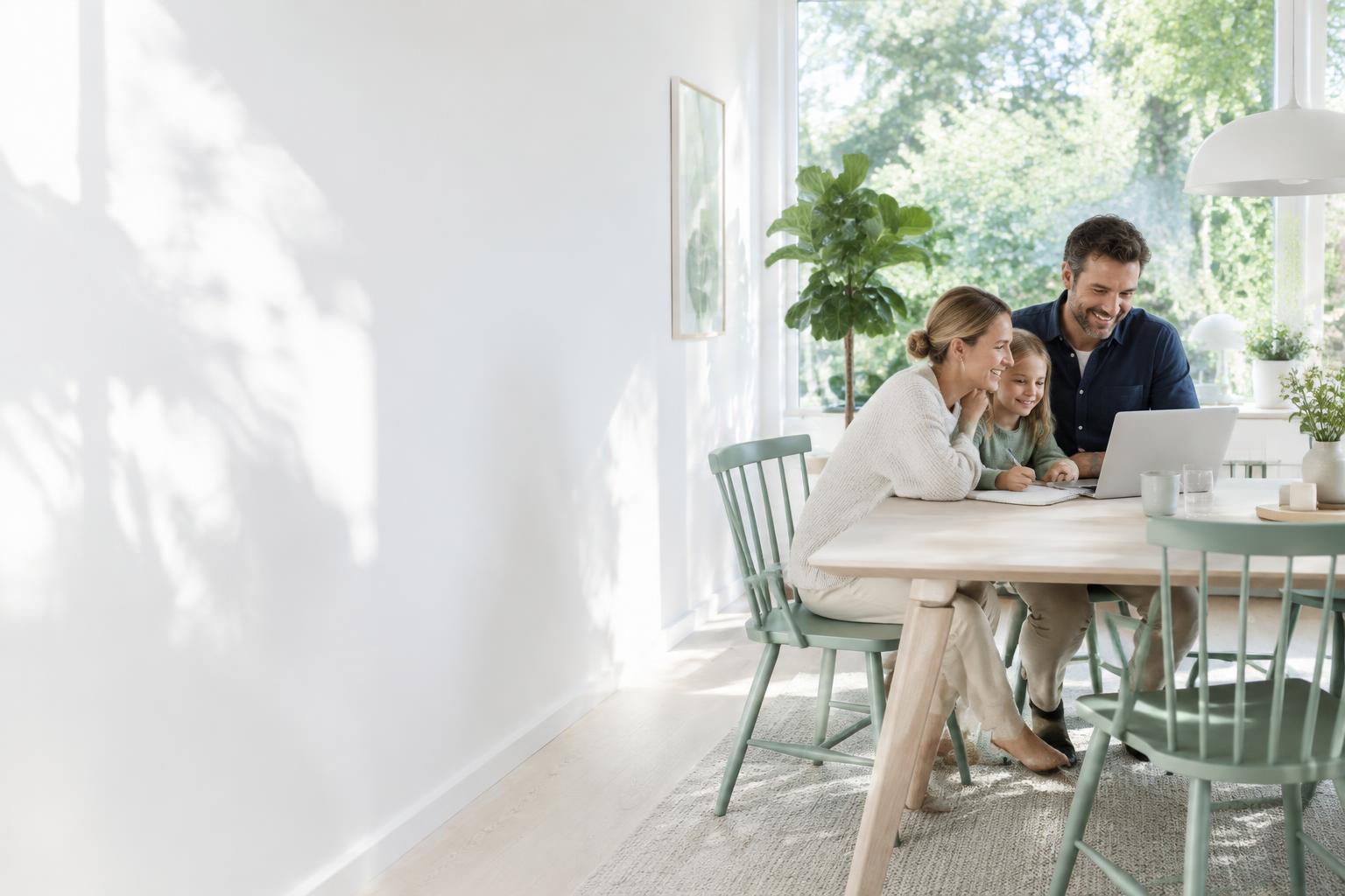 A family planning together at home
